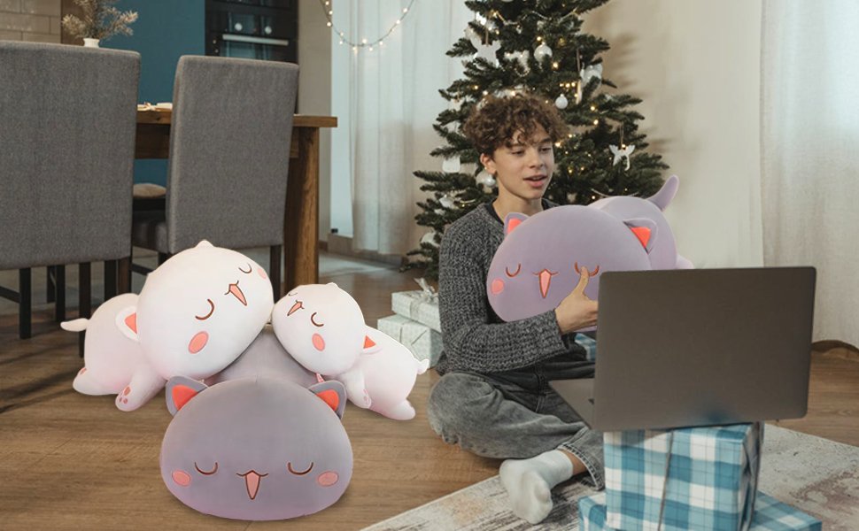 Cat Plush Pillow Kawaii Kitten Stuffed Animal Toy
