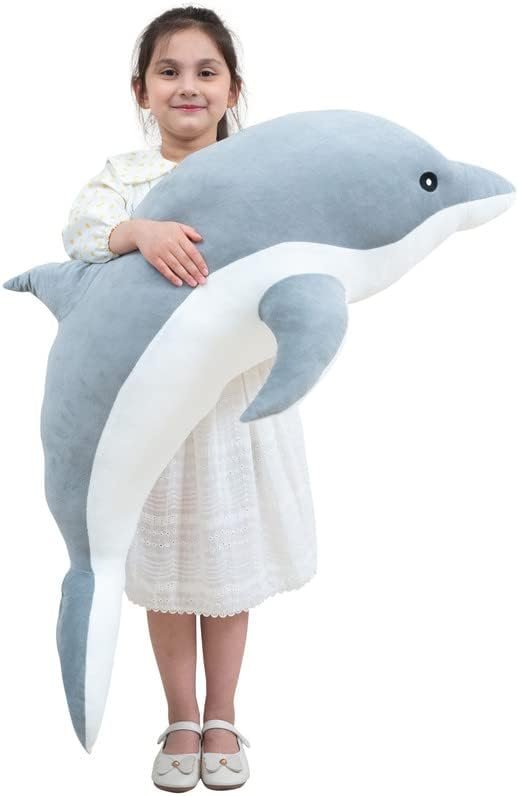 Dolphin Stuffed Animal Plush Pillow, Giant Dolphin Plush Toy Soft Whale Hugging Pillow Stuffed Dolphin Pillow for Children Girls(Pink,100cm/39.37inch) |