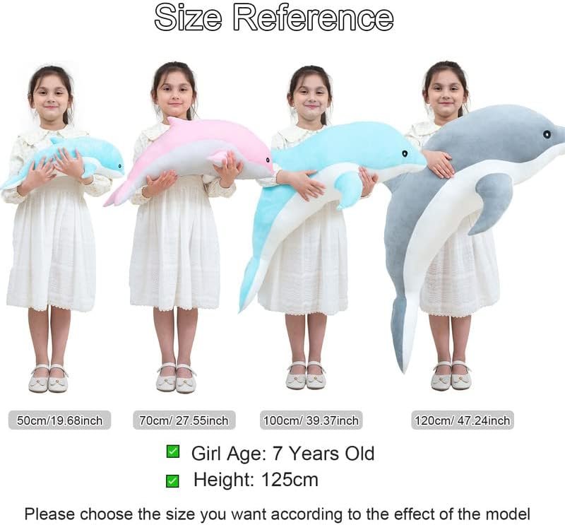 Dolphin Stuffed Animal Plush Pillow, Giant Dolphin Plush Toy Soft Whale Hugging Pillow Stuffed Dolphin Pillow for Children Girls(Pink,100cm/39.37inch) |