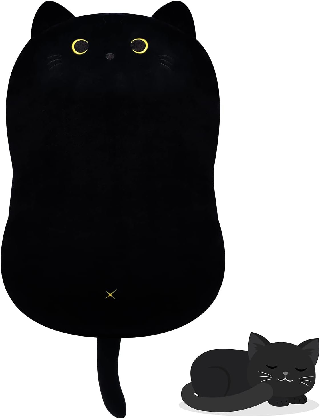 Black Cat Plush Toy: Soft, Stuffed Animal Pillow, Baby Sofa Decoration, Cat-shaped Design |