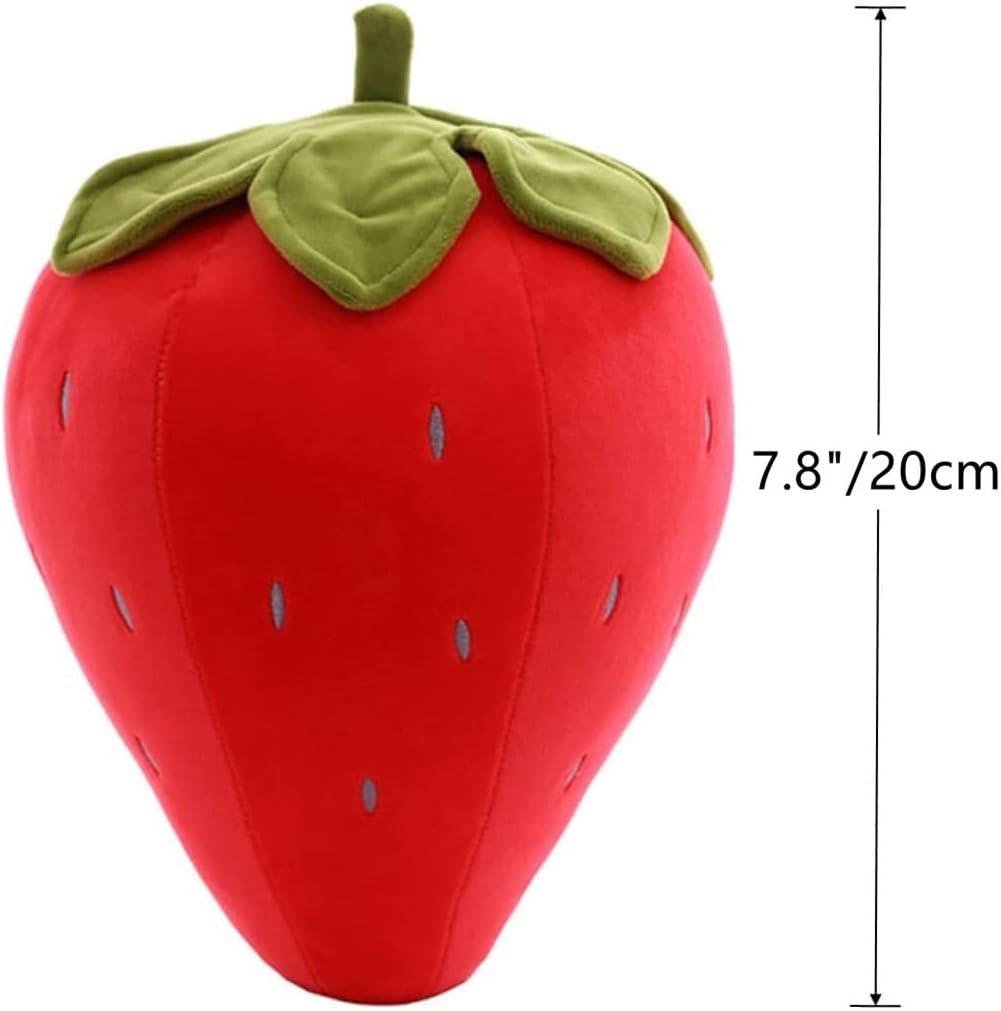 Cute Fruit Kids Pillow Stuffed Strawberry Plush Pillows Super Soft Girls Pillows Cushion Seat for Kids Toys (Red,7.8"/20cm) 1 Count (Pack of 1) |