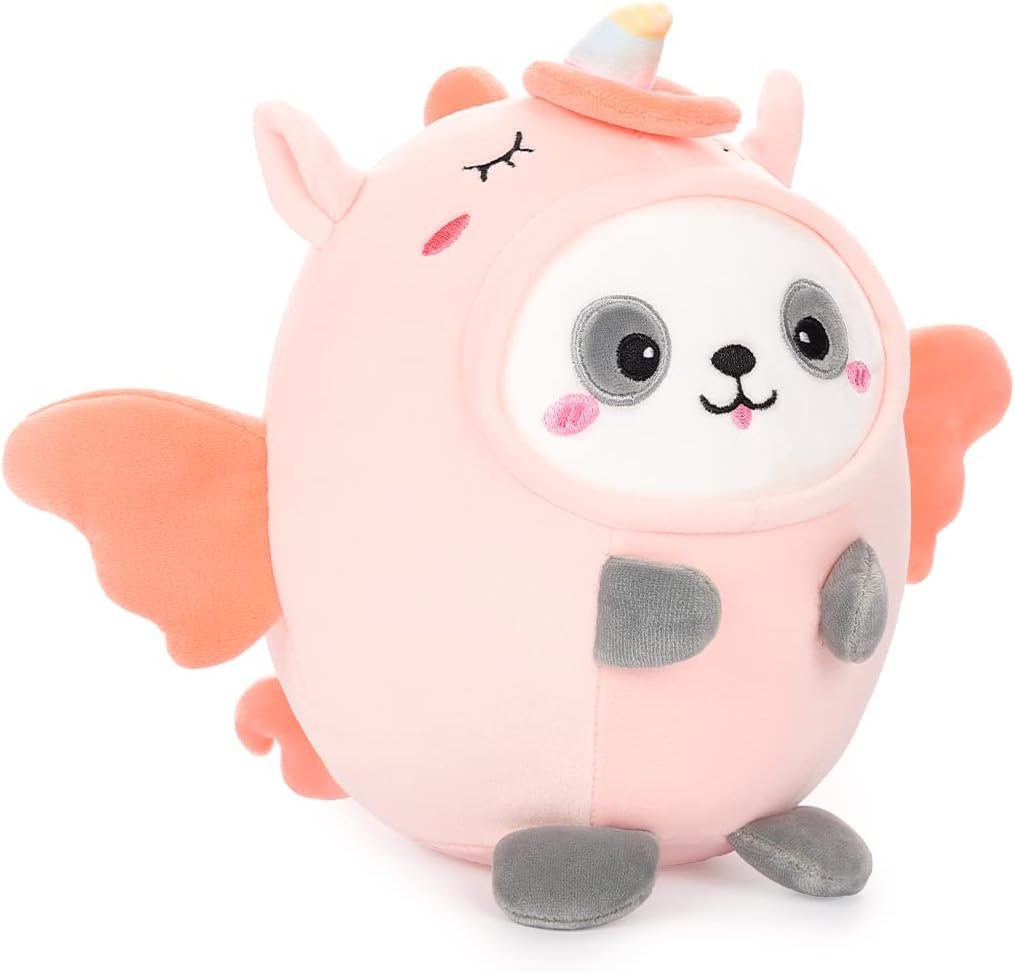 Cute Strawberry Cat Plush Pillow 8" Kitten Stuffed Animal, Soft Kawaii Cat Plushie with Strawberry Outfit Costume Gift for Kids |