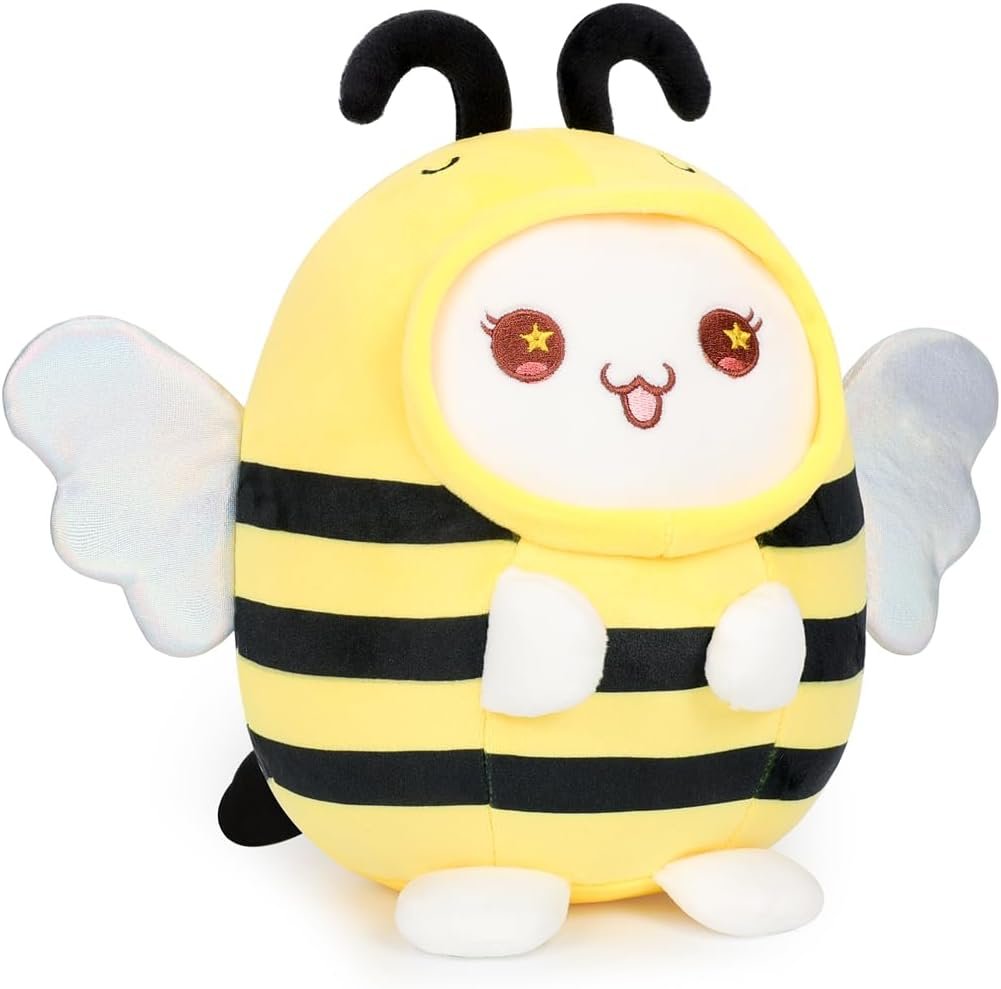 Cute Strawberry Cat Plush Pillow 8" Kitten Stuffed Animal, Soft Kawaii Cat Plushie with Strawberry Outfit Costume Gift for Kids |