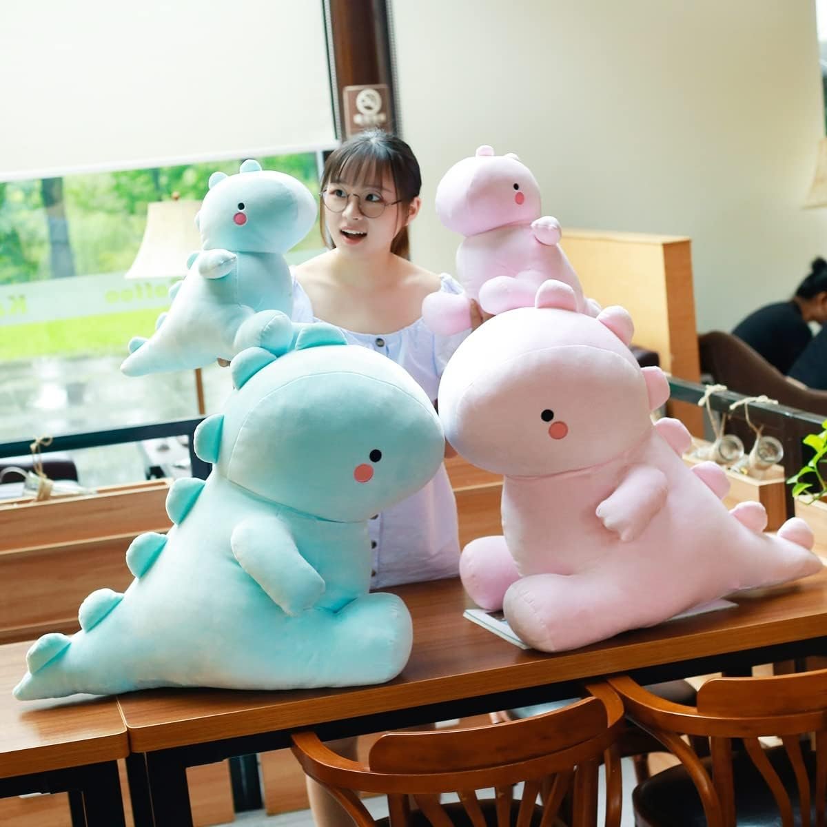 610tGPtj68L._AC_SL1200 Dinosaur Plush Toy, Cute Dinosaur Stuffed Animals Dolls Soft Dinosaur Plushie Pillow Toys Gift for Kids Girls Boys (Blue, 12") |