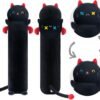 Long Cat Plush Body Pillow, 20?? Cute Black Cat Stuffed Animals Plushies, Kawaii Big Squishy Plush Toys Gift for Kids Girls Boys |