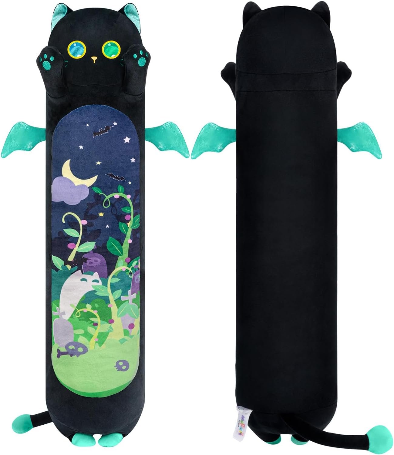 Long Cat Plush Body Pillow, 20?? Cute Black Cat Stuffed Animals Plushies, Kawaii Big Squishy Plush Toys Gift for Kids Girls Boys |