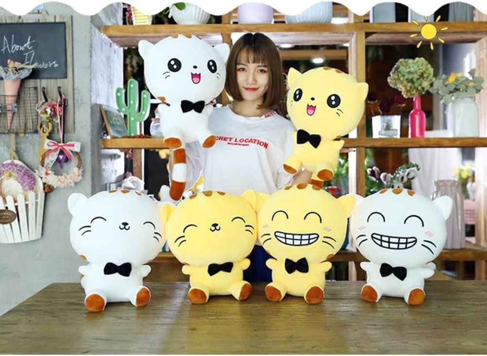 Cute Cat Plush Toy Soft Cat Stuffed Animals Pillow Birthday Gifts for Kids (White A, 9.1 Inch) |