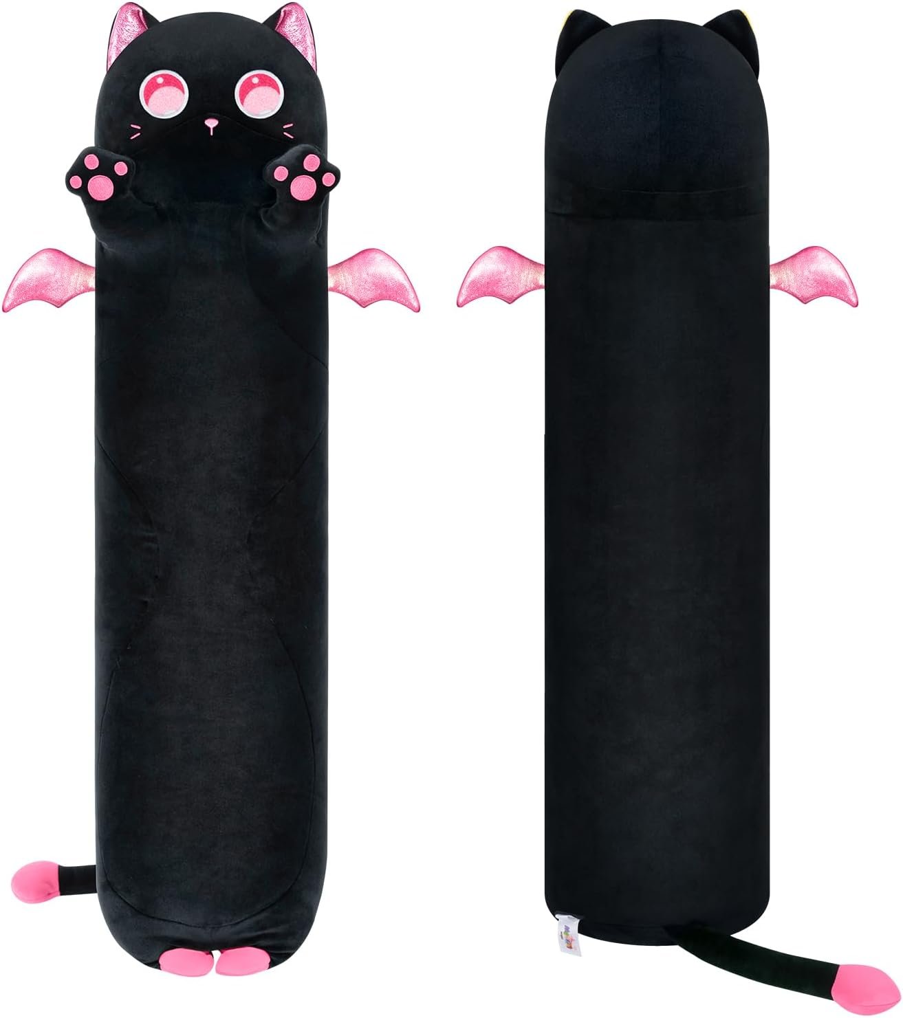 Long Cat Plush Body Pillow, 20?? Cute Black Cat Stuffed Animals Plushies, Kawaii Big Squishy Plush Toys Gift for Kids Girls Boys |