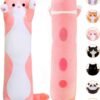 Long Stuffed Cat Plush Pillow Cute Cat Stuffed Animals Soft Long Body Throw Sleeping Pillow(Pink,27.5inch) |