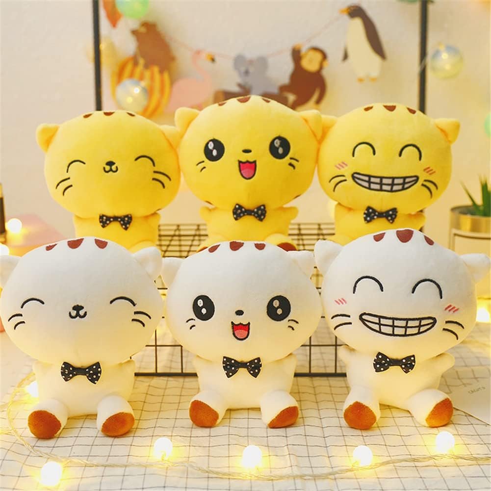 Cute Cat Plush Toy Soft Cat Stuffed Animals Pillow Birthday Gifts for Kids (White A, 9.1 Inch) |