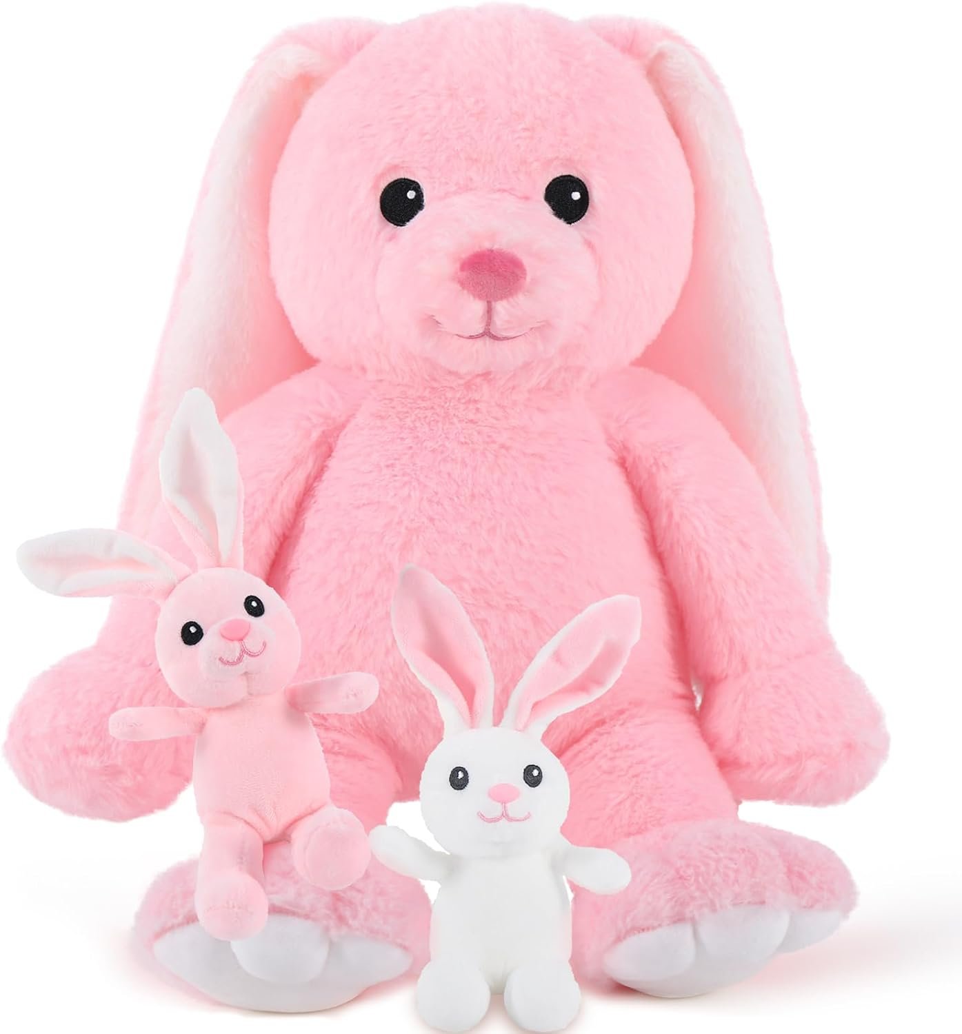 Dinosaur Stuffed Animal with Babies,23.6'' Big Mommy Stuffed Dinosaur with 3 Baby Dinosaur Stuffed Toys & 3 Eggs Plush Inside Belly, Boy Girl Dinosaur Toys for Kids 3-5, Pink T-rex Toy |