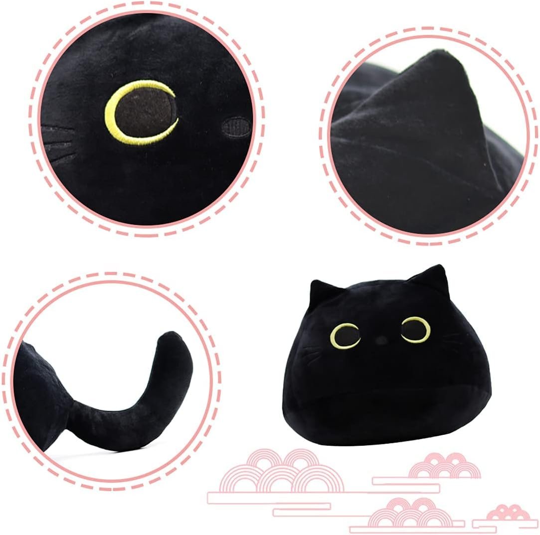 Black Cat Plush Toy: Soft, Stuffed Animal Pillow, Baby Sofa Decoration, Cat-shaped Design |