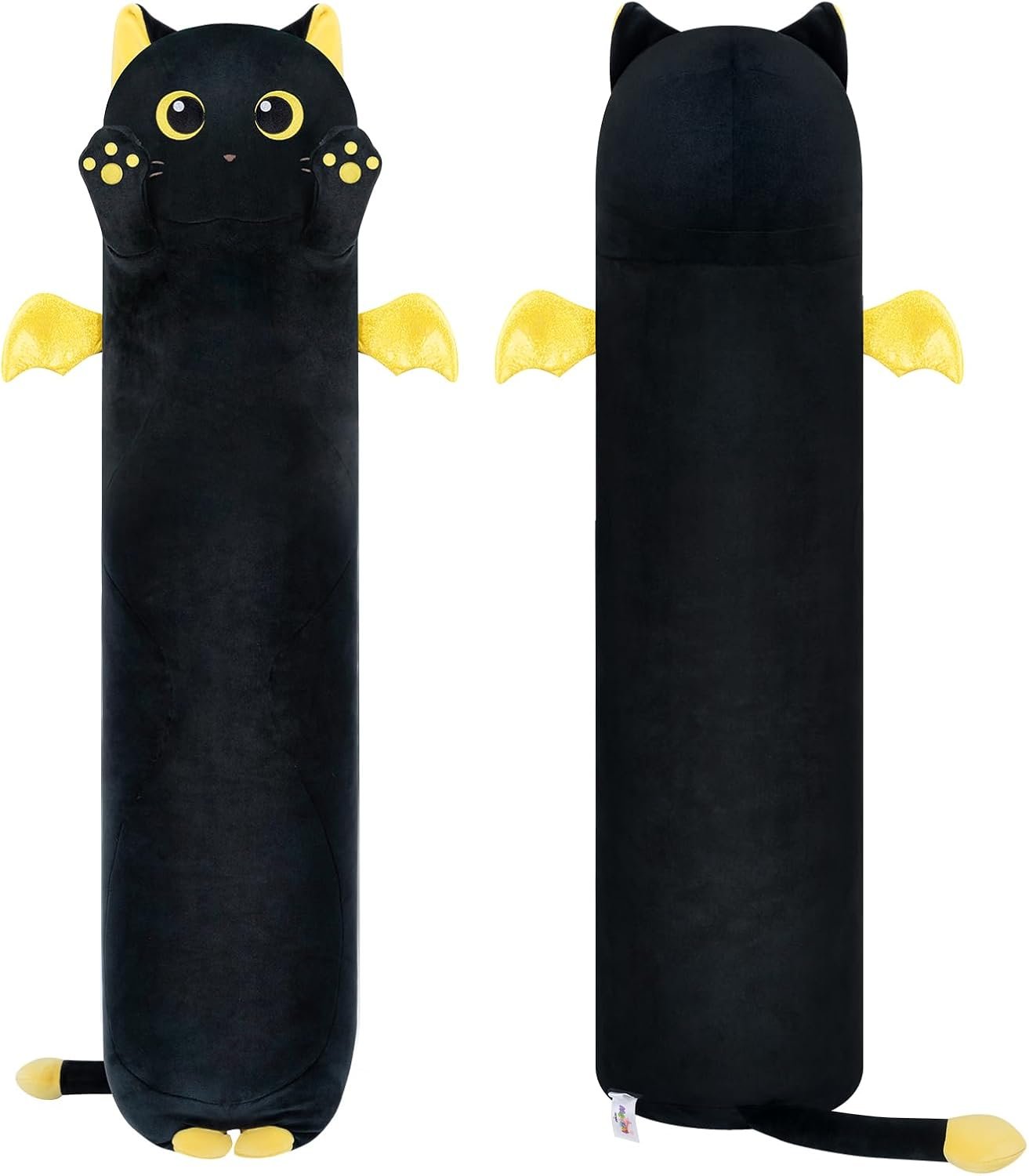 Long Cat Plush Body Pillow, 20?? Cute Black Cat Stuffed Animals Plushies, Kawaii Big Squishy Plush Toys Gift for Kids Girls Boys |