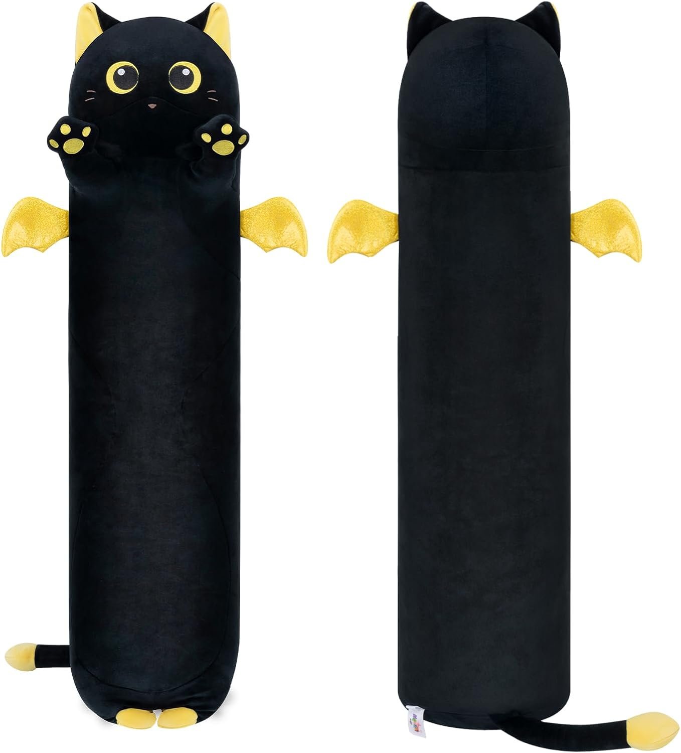 Long Cat Plush Body Pillow, 20?? Cute Black Cat Stuffed Animals Plushies, Kawaii Big Squishy Plush Toys Gift for Kids Girls Boys |