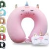 Cute Travel Pillow with Sleep Eye Mask Cartoon Headrest & Neck Pillow for Kids Boys & Girls, Teens |