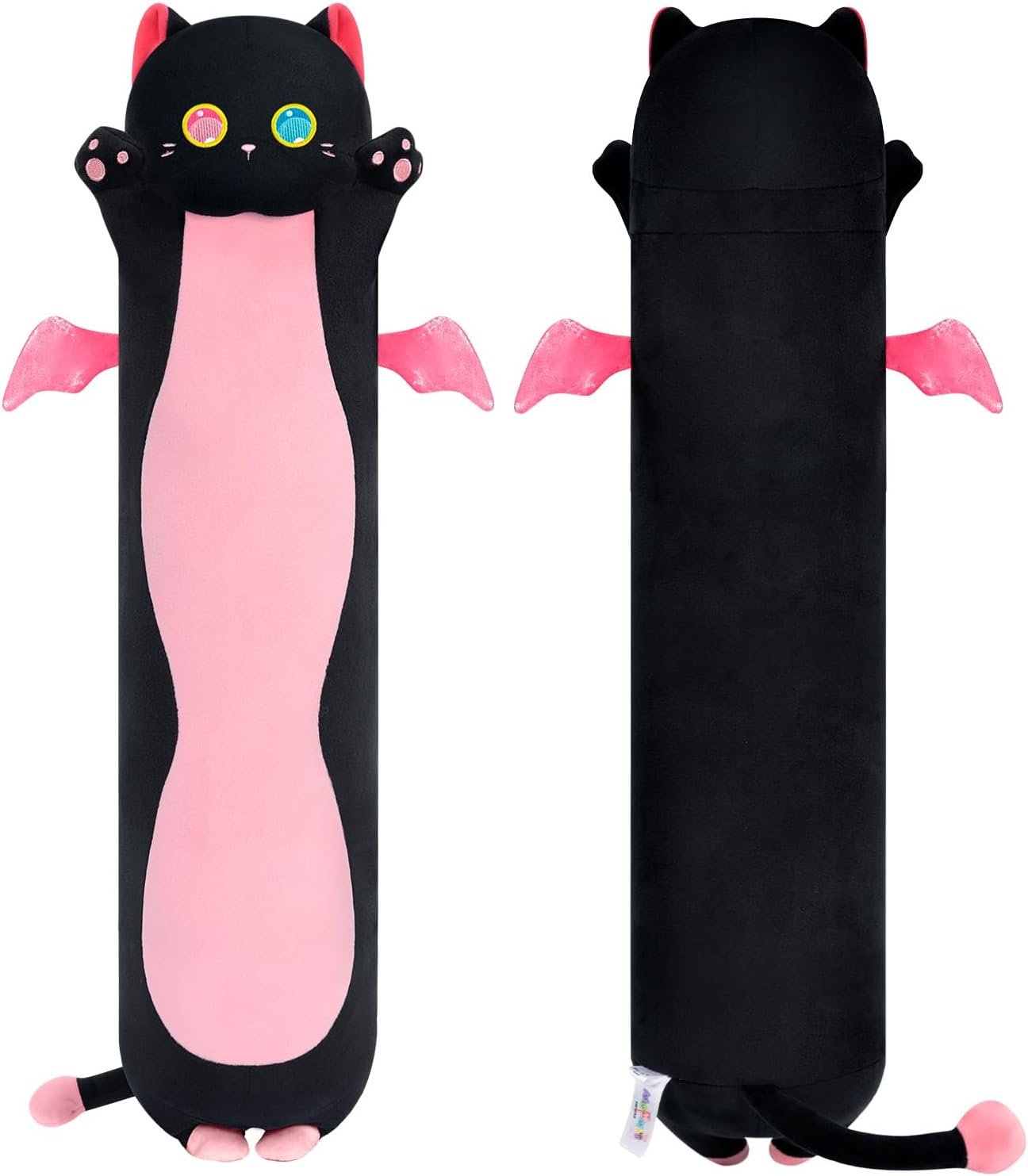 Long Cat Plush Body Pillow, 20?? Cute Black Cat Stuffed Animals Plushies, Kawaii Big Squishy Plush Toys Gift for Kids Girls Boys |