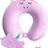 Neck Travel Pillow for Kids, Unicorn Airplane Memory Foam Pillow with Cute Sleep Mask & Earplugs, Lightweight Travelling Sleeping Pillow Set for Car, Train, Bus and Home Use (Purple) |