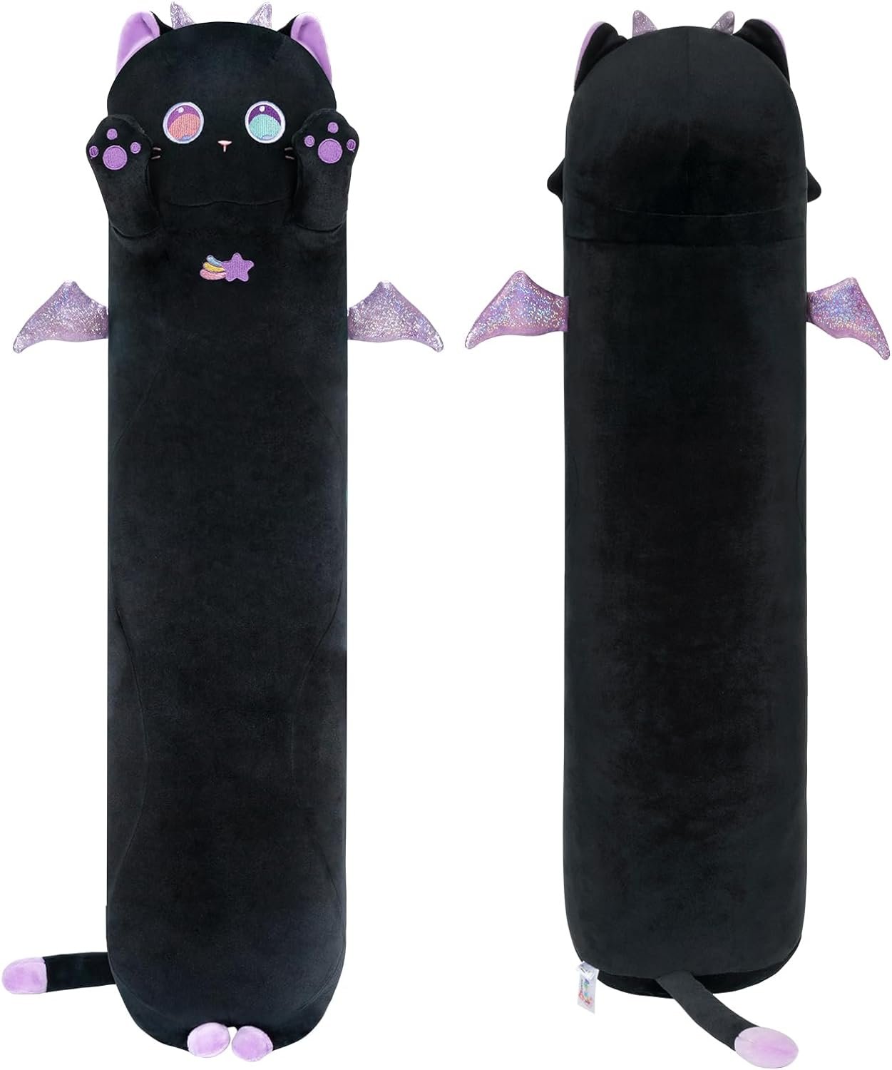 Long Cat Plush Body Pillow, 20?? Cute Black Cat Stuffed Animals Plushies, Kawaii Big Squishy Plush Toys Gift for Kids Girls Boys |