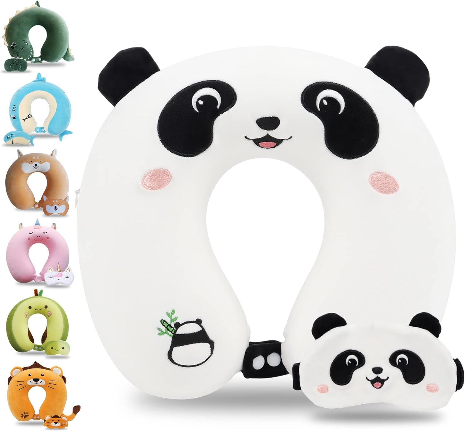 Cute Travel Pillow with Sleep Eye Mask Cartoon Headrest & Neck Pillow for Kids Boys & Girls, Teens |