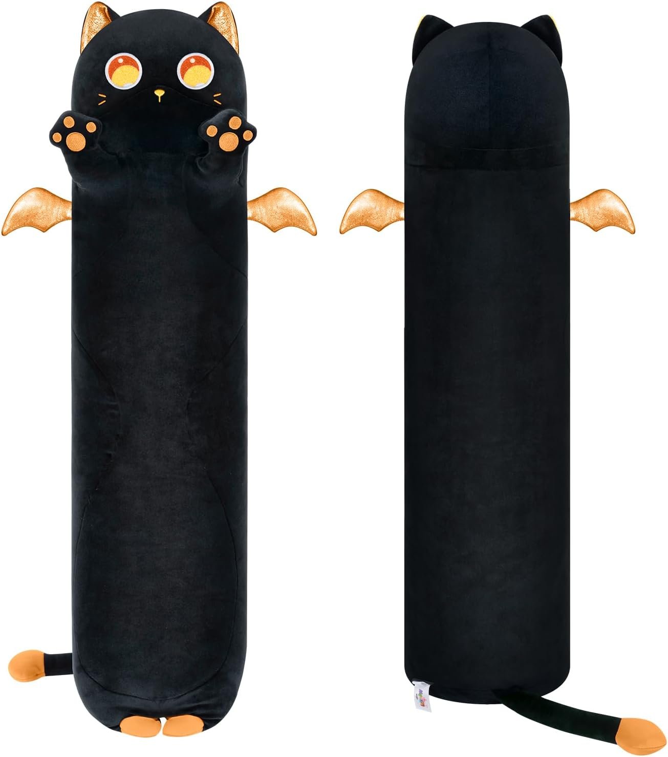 Long Cat Plush Body Pillow, 20?? Cute Black Cat Stuffed Animals Plushies, Kawaii Big Squishy Plush Toys Gift for Kids Girls Boys |