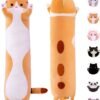 Long Stuffed Cat Plush Pillow Cute Cat Stuffed Animals Soft Long Body Throw Sleeping Pillow(Pink,27.5inch) |