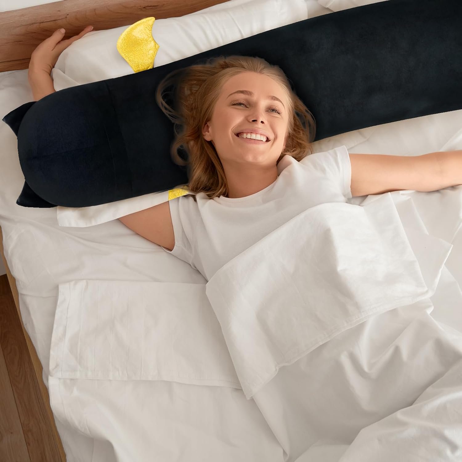 Long Cat Plush Body Pillow, 20?? Cute Black Cat Stuffed Animals Plushies, Kawaii Big Squishy Plush Toys Gift for Kids Girls Boys |