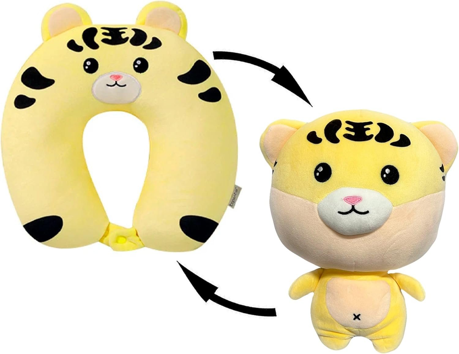 2 in 1 Tiger Travel Neck Pillow That transforms into Soft Adorable Stuffed Animal, Ultimate Kids Travel Pillow Comfort, Neck Support Memory Foam Pillow for Airplane, car or Home |