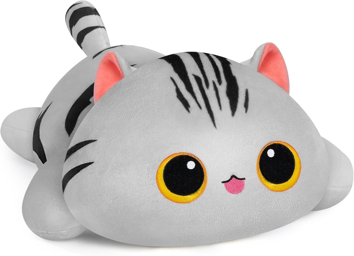 Cute Cat Plush Pillow, Kawaii Plushies White Cat Stuffed Toys, Squishy Plushies, Cuddle Body Pillow for Kids & Girls |