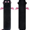 Long Cat Plush Body Pillow, 20?? Cute Black Cat Stuffed Animals Plushies, Kawaii Big Squishy Plush Toys Gift for Kids Girls Boys |