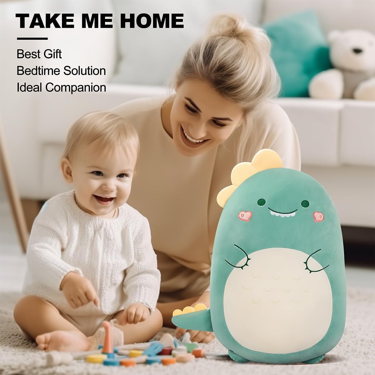 Dinosaur Plush Pillow, 23.6" Dinosaur Stuffed Animal Squishy Giant Dino Hugging Sleeping Pillow Cuddly Dinosaur Plushies Kawaii Body Pillow Easter Birthday Gift for Kids Girls |
