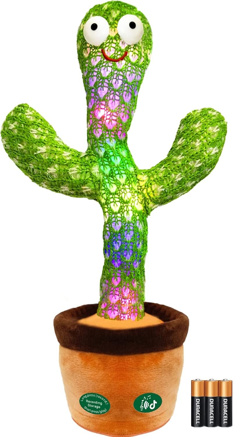 71-8XBPkb-L._AC_SL1500 Dancing Cactus Mimicking Toy,Talking Repeat Singing Sunny Cactus Toy 120 Pcs Songs for Baby 15S Record Your Sound Sing+Dancing+Recording+LED |