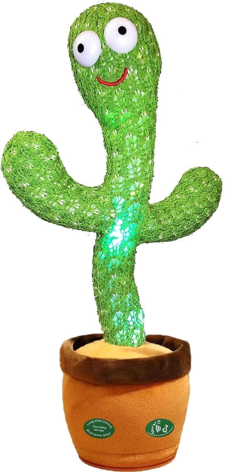 Dancing Cactus Mimicking Toy,Talking Repeat Singing Sunny Cactus Toy 120 Pcs Songs for Baby 15S Record Your Sound Sing+Dancing+Recording+LED |