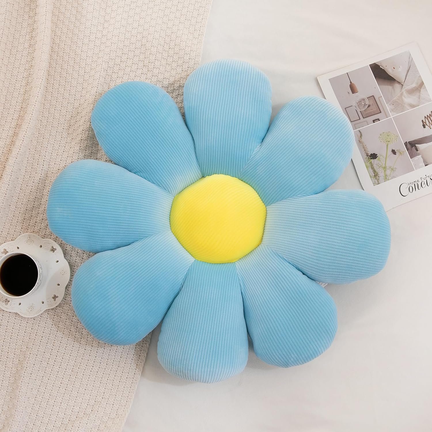 712w7aVZDhL._AC_SL1500_b9c53ebc-ddb2-4a05-a237-ba4c8551e69f Menoeceus Flower Pillow, Daisy Pillow Flower Shaped Throw Pillow Floor Pillow Plush Pillow Cute Decorative Pillows Floor Cushions Flower Seat Cushion for Bedroom Sofa Chair (White, 15.75") |