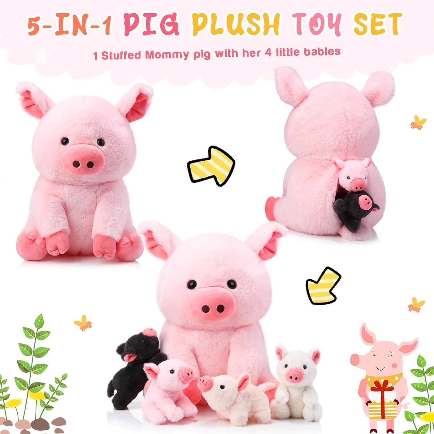 Adorable Plush Mommy Pig & Babies: The Perfect Birthday Gift!