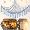 Stuffed Animal Hammock Corner with LED Light - Toy Storage Hammock Plushie Net Large - Cute Stuff Animals Holder Hanging Organizer - Baby Room Decor Kids Toddler Nursery Bedroom Boho |