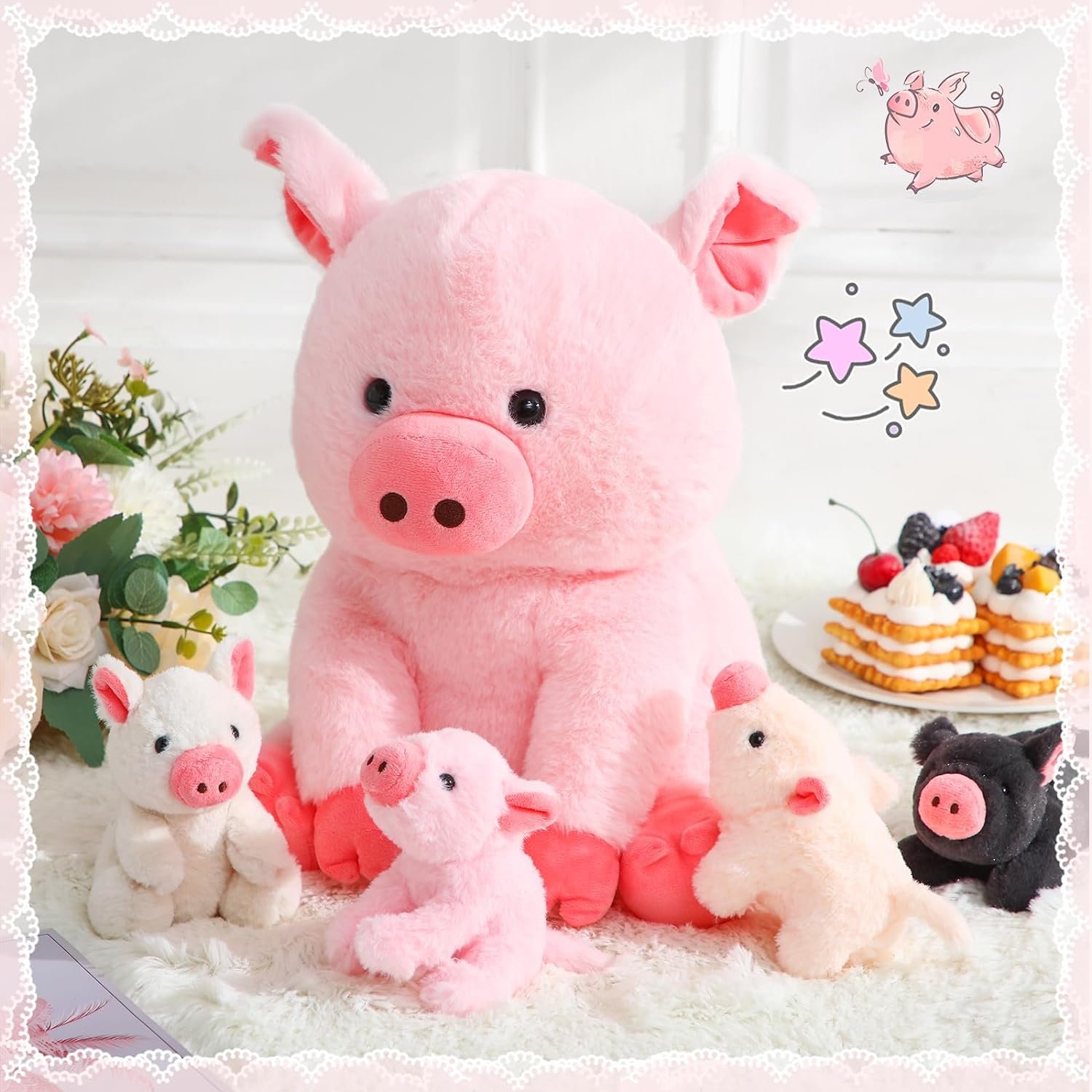 Adorable Plush Mommy Pig & Babies: The Perfect Birthday Gift!
