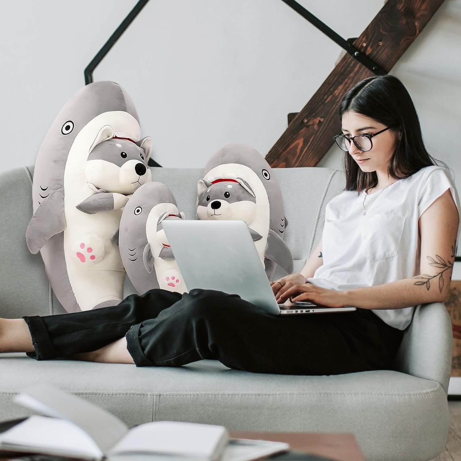 Soft Shark Corgi Dog Plush Toy, Cute Shiba Inu Shark Plushie Hugging Doll Plush Pillow Sharkdog Stuffed Animal for Girls and Boys |