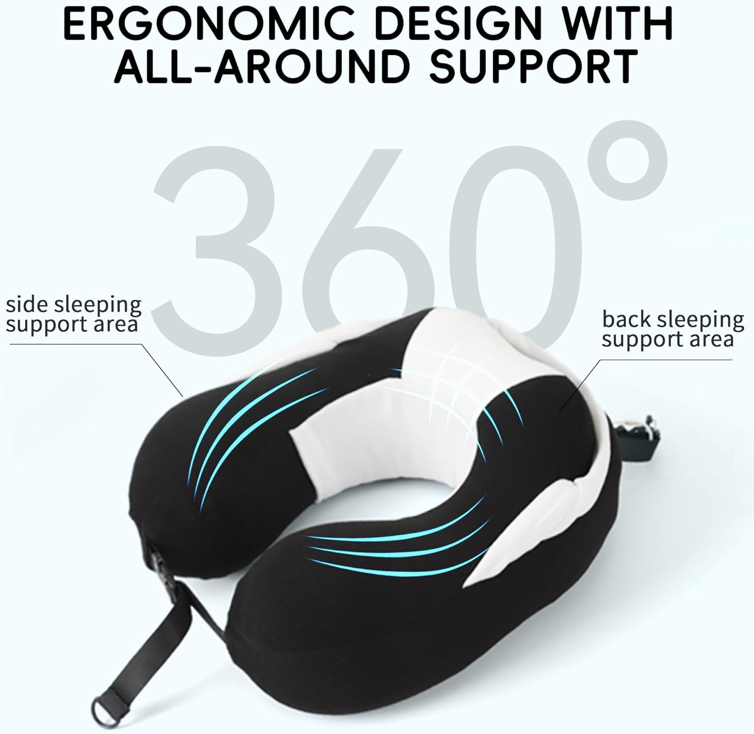 Hooded Neck Pillow for Kids and Adults, 100% Pure Memory Foam Upgraded Travel Pillow with Hood, Kids Neck Pillow for Airplane, Outdoor, Office, Soft, Washable, Easy Storage, Panda |