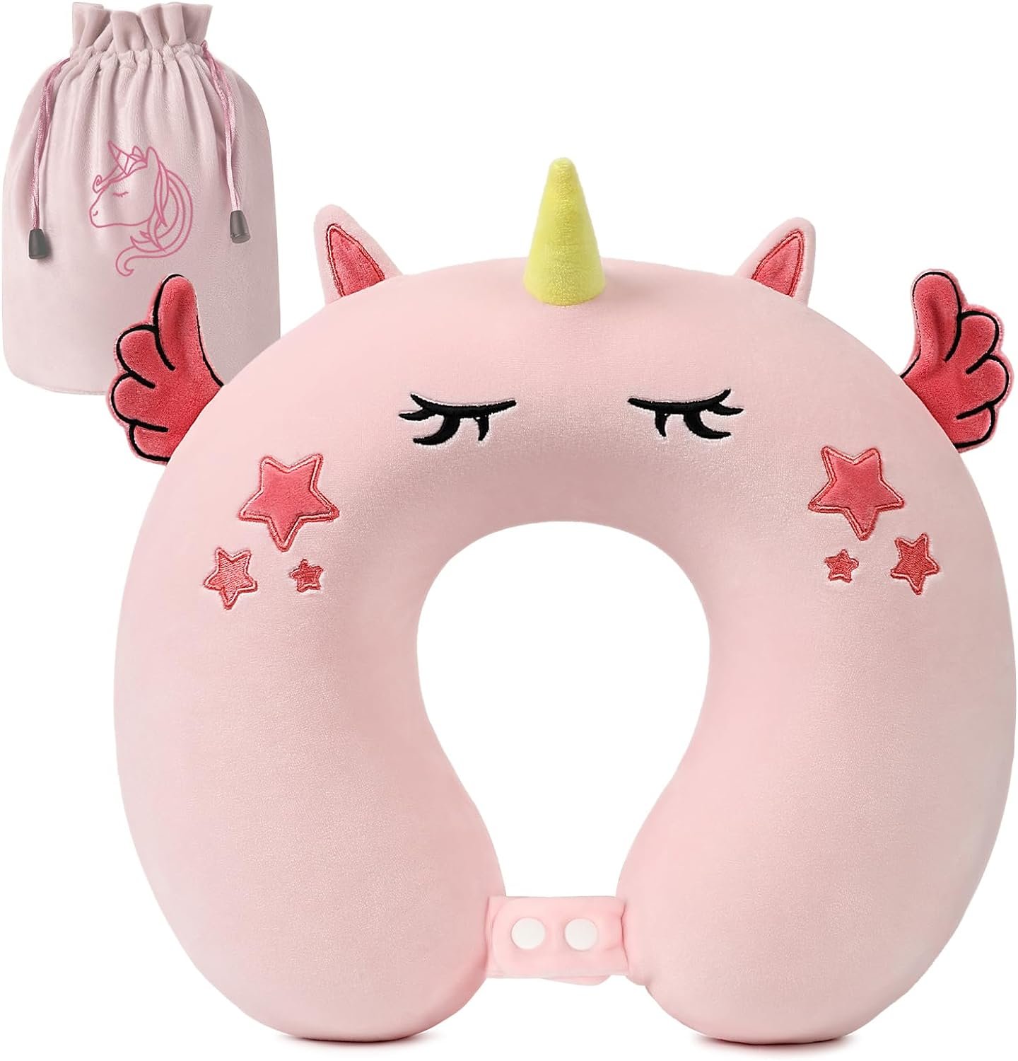 Neck Travel Pillow for Kids, Unicorn Airplane Memory Foam Pillow with Cute Sleep Mask & Earplugs, Lightweight Travelling Sleeping Pillow Set for Car, Train, Bus and Home Use (Purple) |