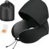 Neck Pillow for Travel, Memory Foam Travel Pillow with Hood, Adult Airplane Pillow for Head Rest Neck Support, Portable Pillow for Office Cars Trains Long Flights Sleeping (Deep Grey) |