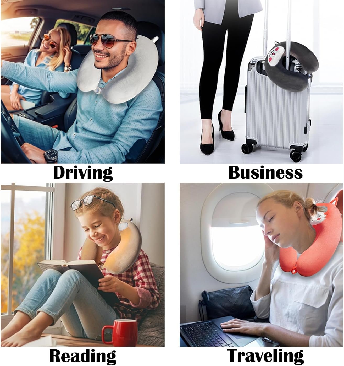 Cute Travel Pillow with Sleep Eye Mask Cartoon Headrest & Neck Pillow for Kids Boys & Girls, Teens |