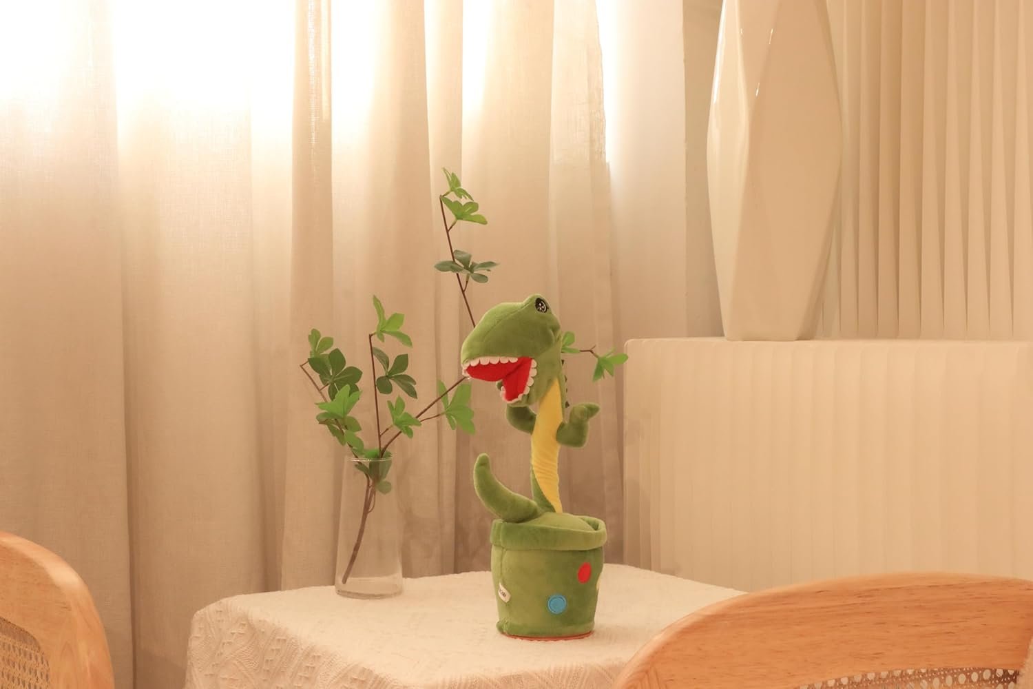 Glowing Dancing Dinosaur Toy Repeats What You Say Talking T-Rex Toy Wriggle Singing Mimicking Twisting Light Up Interactive Animated Toy Speaking Plush Gifts for Kids, Green, 13'' |