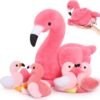Dinosaur Stuffed Animal with Babies,23.6'' Big Mommy Stuffed Dinosaur with 3 Baby Dinosaur Stuffed Toys & 3 Eggs Plush Inside Belly, Boy Girl Dinosaur Toys for Kids 3-5, Pink T-rex Toy |