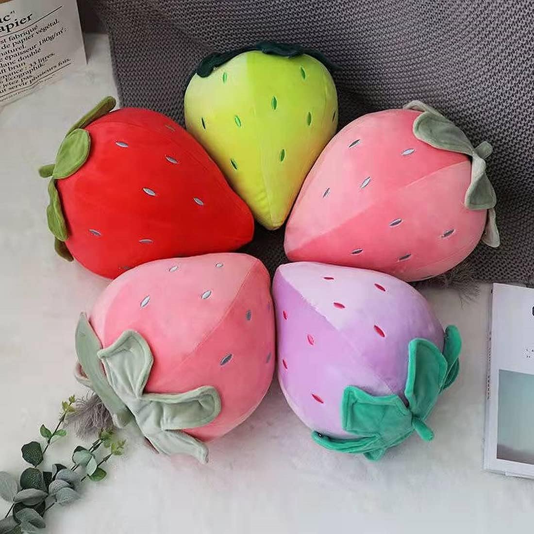 Cute Fruit Kids Pillow Stuffed Strawberry Plush Pillows Super Soft Girls Pillows Cushion Seat for Kids Toys (Red,7.8"/20cm) 1 Count (Pack of 1) |