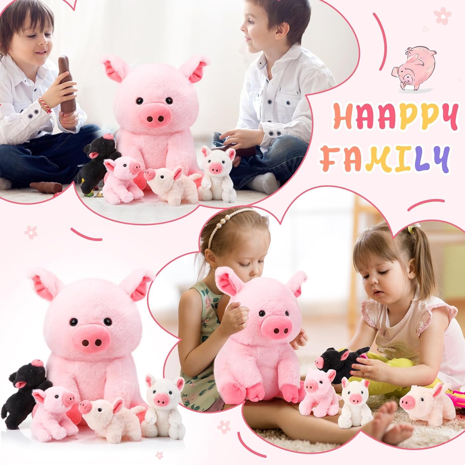 Adorable Plush Mommy Pig & Babies: The Perfect Birthday Gift!