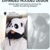 Hooded Neck Pillow for Kids and Adults, 100% Pure Memory Foam Upgraded Travel Pillow with Hood, Kids Neck Pillow for Airplane, Outdoor, Office, Soft, Washable, Easy Storage, Panda |