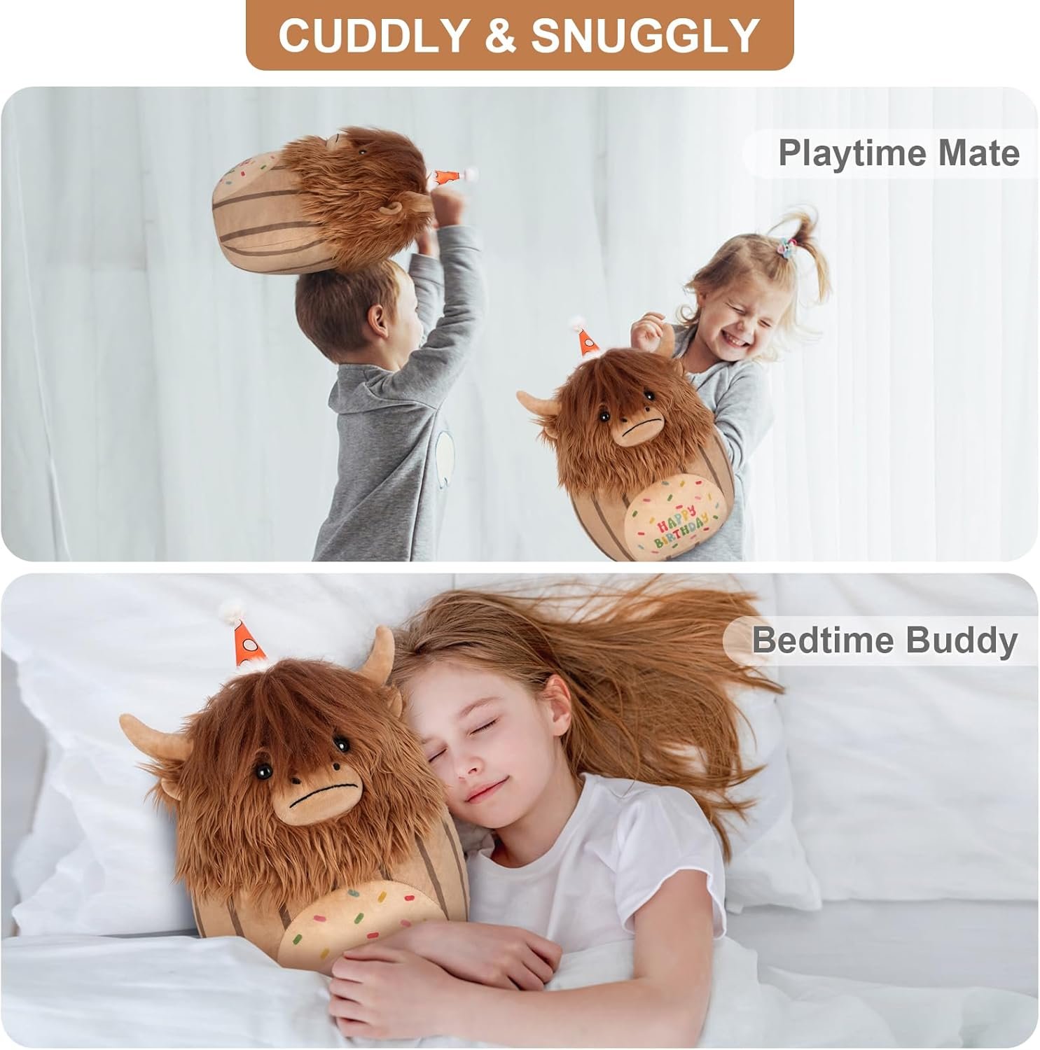 Cuddle Up with Our 17-Inch Highland Cow Plush Pillow