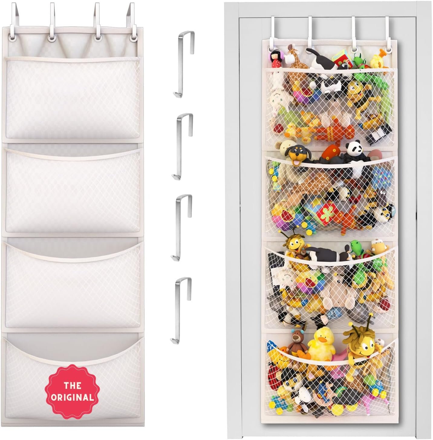 The Original Stuffed Animal Storage (Patent Pending) - Over Door Organizer for Stuffies, Baby Ideas Holder, Toy Plush/Hammock Hanging Storage Net Big Girls Toddler Large Bag Animals |