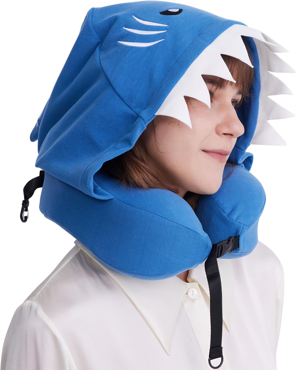 Hooded Neck Pillow for Kids and Adults, 100% Pure Memory Foam Upgraded Travel Pillow with Hood, Kids Neck Pillow for Airplane, Outdoor, Office, Soft, Washable, Easy Storage, Panda |