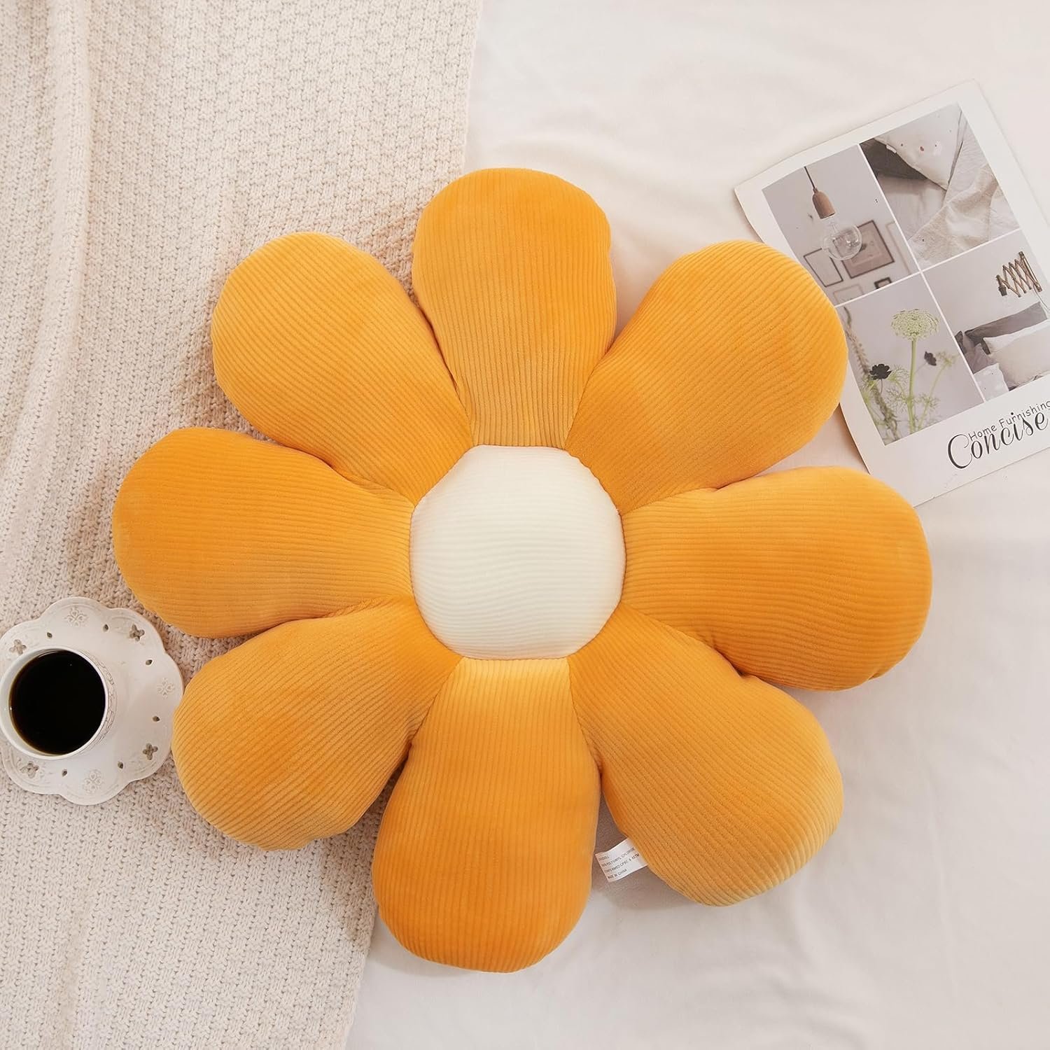 71ldXndX8vL._AC_SL1500_7593a4db-f6d1-4834-9f63-5fe52dbac0f6 Menoeceus Flower Pillow, Daisy Pillow Flower Shaped Throw Pillow Floor Pillow Plush Pillow Cute Decorative Pillows Floor Cushions Flower Seat Cushion for Bedroom Sofa Chair (White, 15.75") |